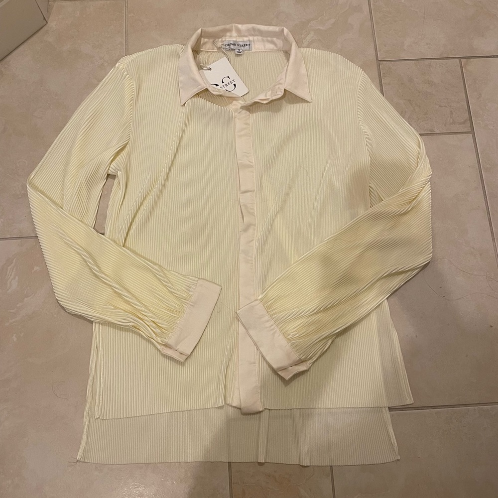 Oscar Street Ribbed Cream Button Up Top